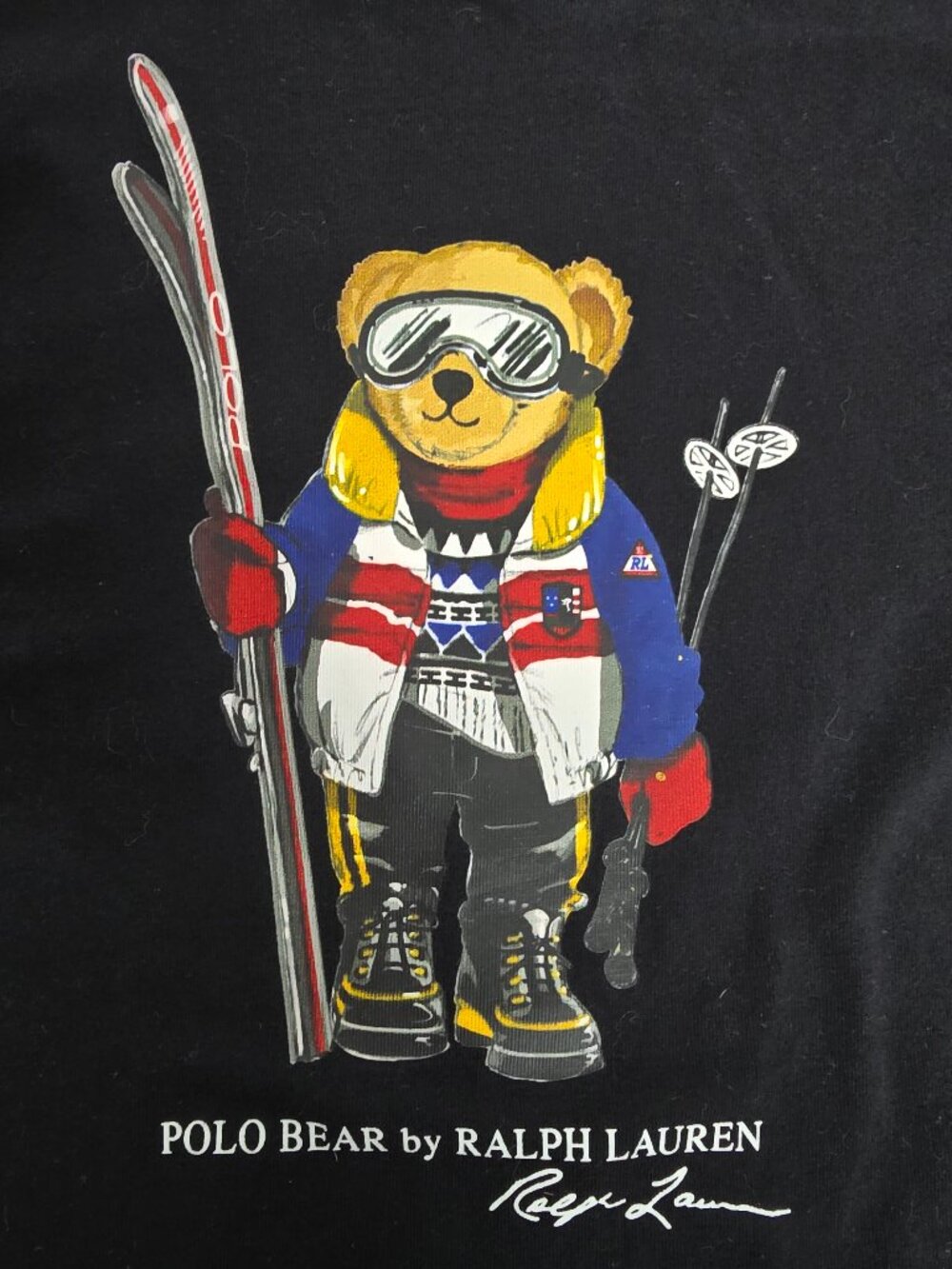 Polo Ralph Lauren Ski Bear T-Shirt Boys 7 Short Sleeve Black Iconic Jersey Tee